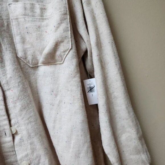 Nwt Old Navy Cream Speckled Boyfriend Shirt S - Picture 6 of 7